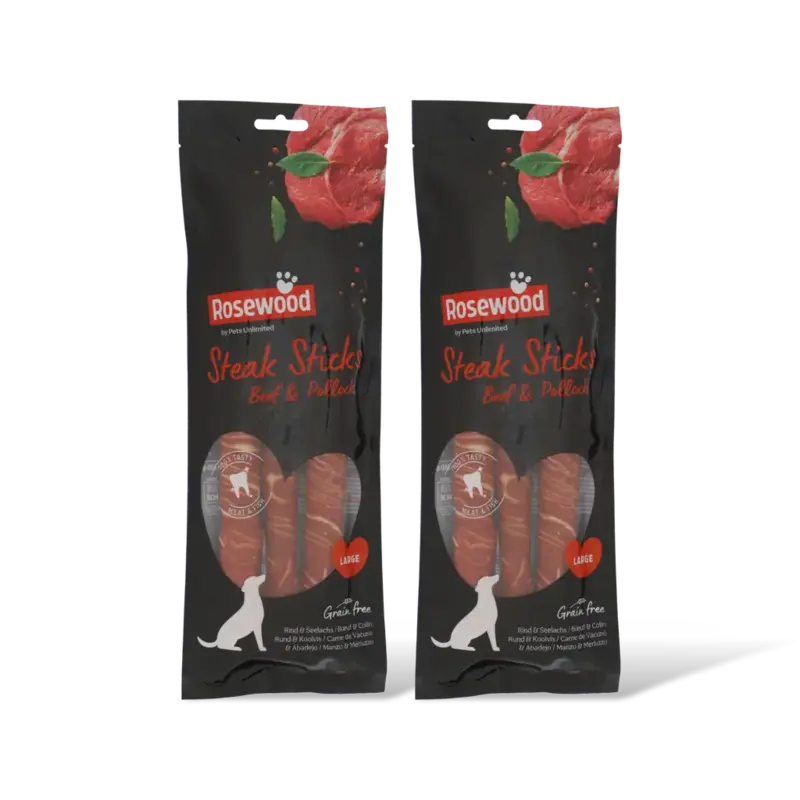 Rosewood Steak sticks beef & pollock large 2-pack